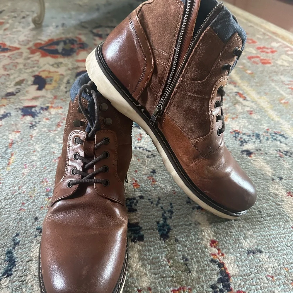 Crown Vintage Men's Brown Leather Lace-Up Boots